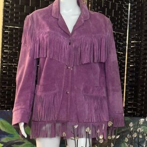 Chic Purple Fringe Utility Jacket